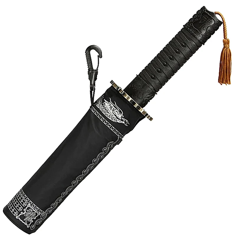 Automatic Folding Men Woman Rain Umbrella Wind Resistant Outdoor Sun Protection Parasol Samurai Sword Knife Japanese Paraguas | Дом и сад