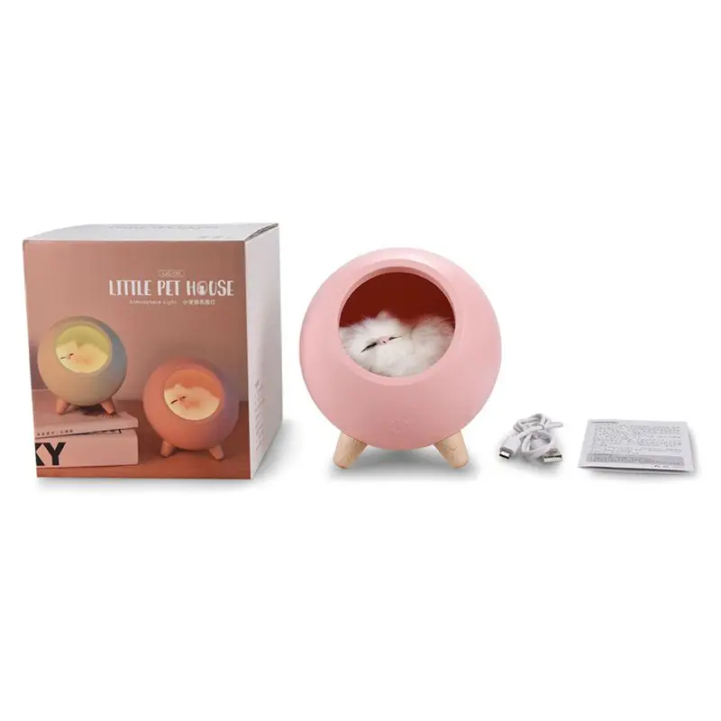 Gato de Casa Atmosfera de Luz Sensor de Toque Lâmpada de Mesa Light para Sala de Estar do Quarto do Bebê Bonito Regulável Night - Crianças Quarto Led Pet Cat 7 Luz Sensor de Toque Lâmpada de Mesa