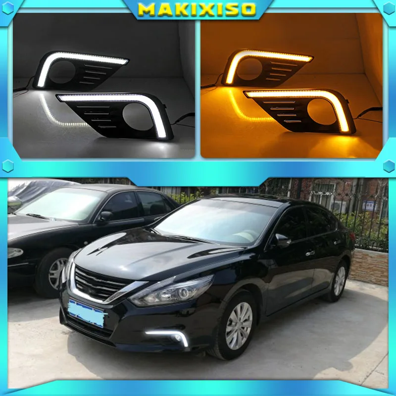 

Дневные ходовые огни для Nissan Altima Teana 2017 2018 светодиодный водонепроницаемые автомобильные светодиодсветодиодный Противотуманные фары 12 В с реле поворота