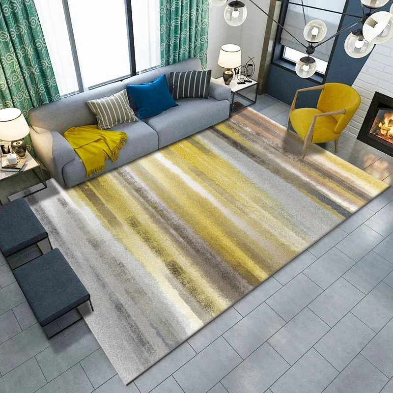 

Fashion Living Room Large Size Carpet Modern Golden Geometric Bedroom Door Decorative Area Rugs Parlor Tapete Non-Slip Floor Mat