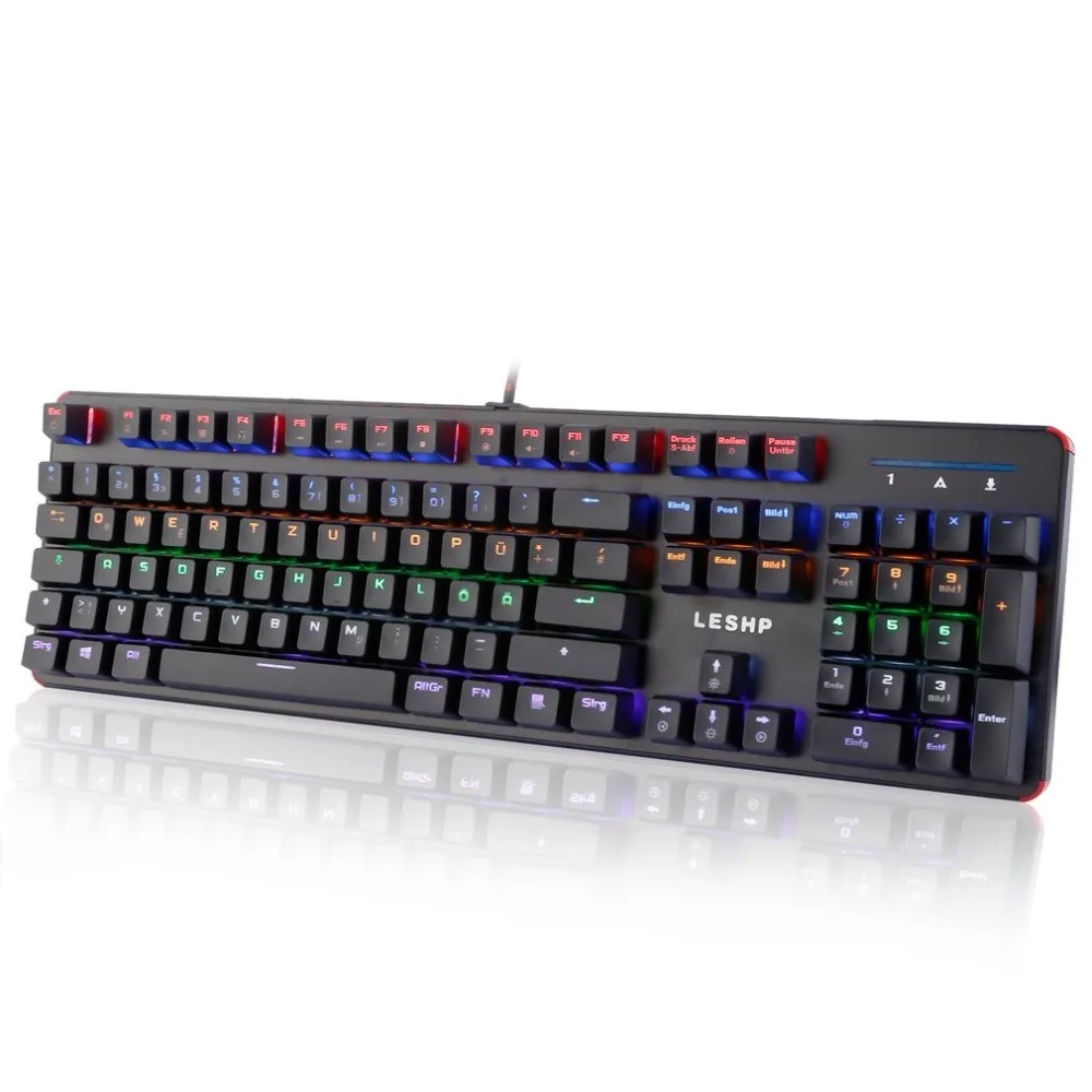 LESHP USB Проводная 105 клавиша с подсветкой профессиональная игровая офисная механическая клавиатура с светодиодный подсветкой