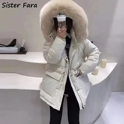 Sister Fara New Winter -25℃ Cotton Padded Fur Parka Down Jacket Women's Thick Warm Parkas Female Big Fur Collar Loose Outerwear