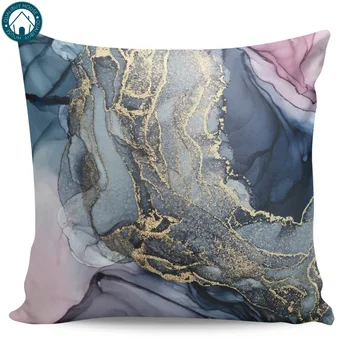 

Blush, Payne's Gray and Gold Metallic Abstract Pattern Pillow Covers Cases Cover Cushion Pillowcase Square Print