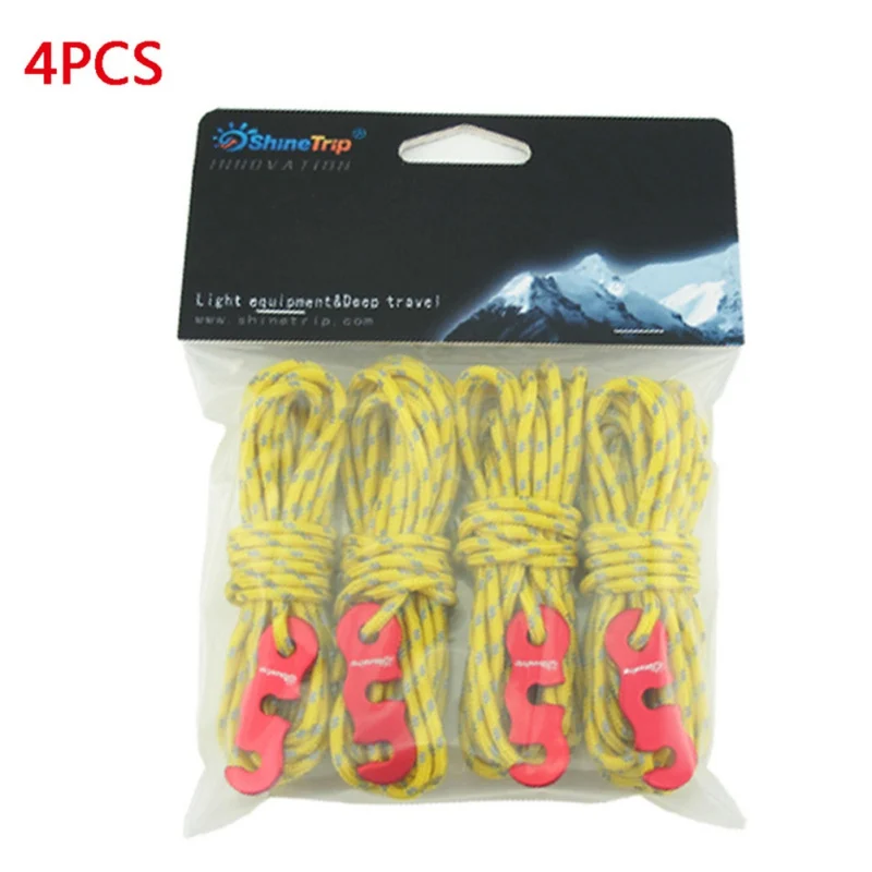 

2020 4pcs 3mm Adjustable Wind Rope High-strength Multifunctional Reflective Outdoor Alloy With S-Ring Hooks Tent Accessories