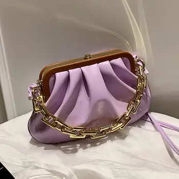 

Solid color Chain Tote Cloud Bag 2020 Fashion New High-quality Leather Women's Designer Handbag Pleated Shoulder Messenger Bag