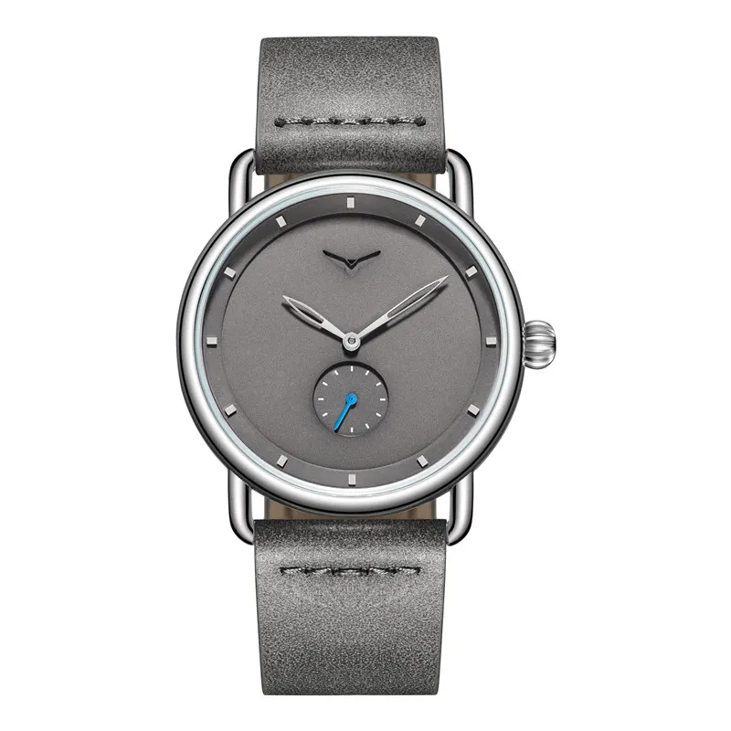 Silver Gray Роскошные Брендовые мужские часы ONOLA, модные повседневные Простые мужские кварцевые часы с серым кожаным ремешком, водонепроницаемые наручные часы Relogio Masculino - Цвет: Silver Gray