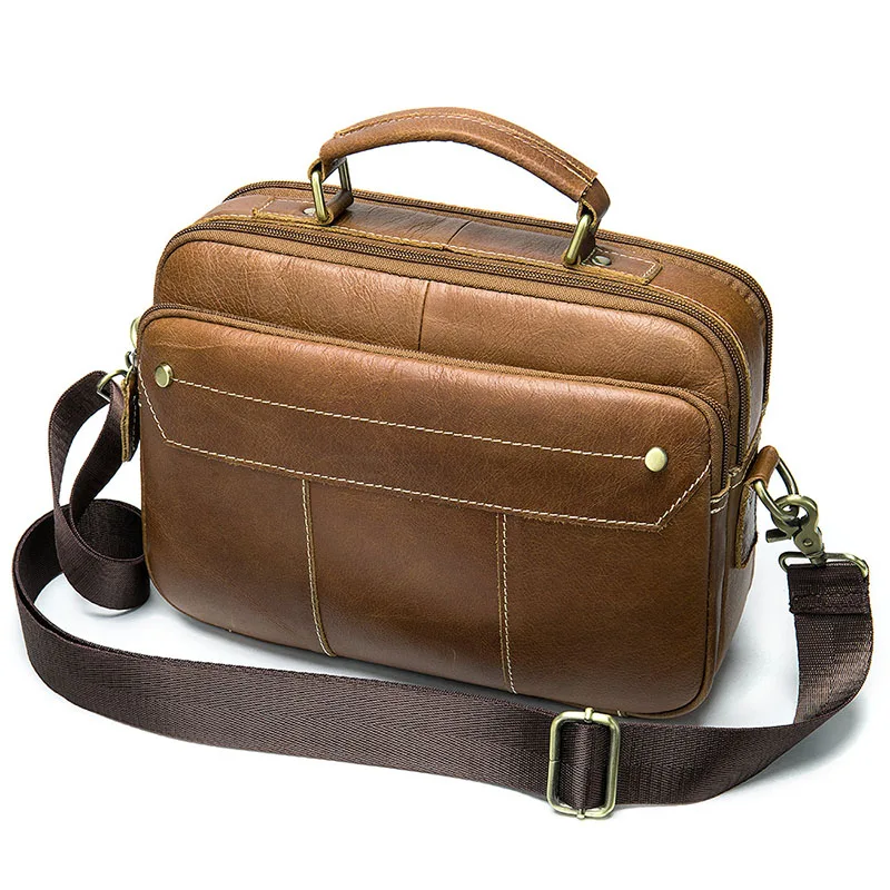 Новая модная мужская сумка из натуральной кожи, Высококачественная сумка на плечо, сумки-мессенджеры, винтажная сумка для ноутбука, портфель для мужчин