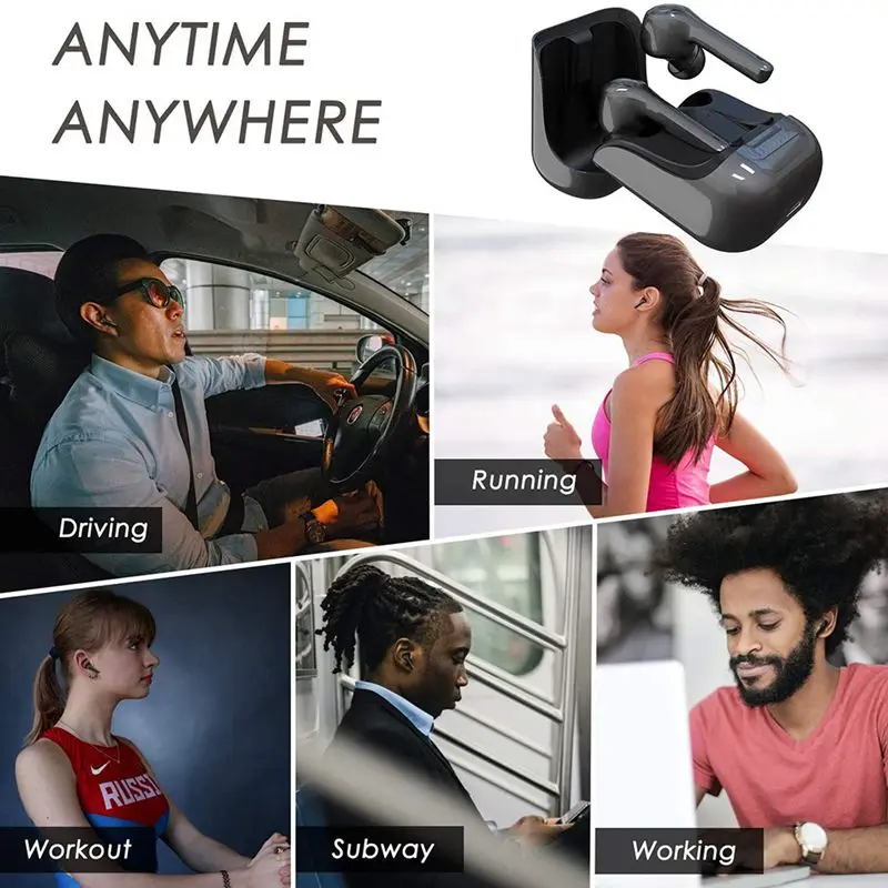 Wireless Earbuds HiFi Bluetooth Headphones with USB C Fast Charging TWS Stereo Earphones Mic Headset Noise Cancelling