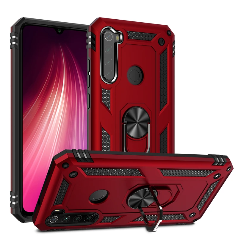 Противоударный армированный чехол для Xiaomi Redmi Note 8 Pro с металлическим кольцом