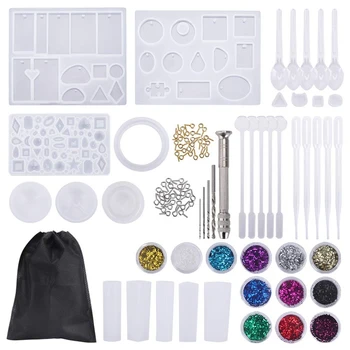 

Resin Molds for Jewelry, 94 Pieces DIY Silicone Casting Molds, Silicone Molds for Resin Jewelry Making, Epoxy Resin Casting Kit