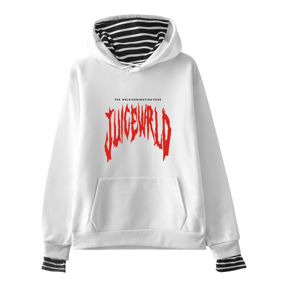 Juice Wrld Толстовка с длинным рукавом Harajuku в полоску Juce Wrld Толстовка Kpop Fake two Hoodies Толстовка для мужчин/женщин Весна хип-хоп R.I.P