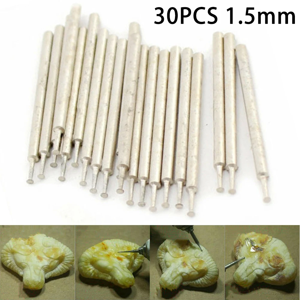 30 шт. 1 5 мм головка для ногтей алмазное сверло шлифовальные сверла резьба Burr
