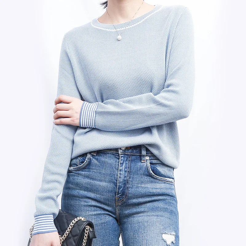 

Shanghai New Europe Sang 2020 Double-Sided Jacquard Light Blue Hue Sweater