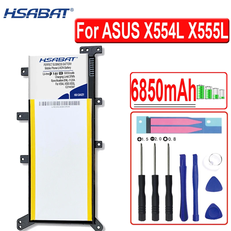 Аккумулятор HSABAT 6850 мАч C21N1347 для ASUS X554L X555L X555LB X555LN X555 X555LD X555LP F555A F555U W519L F555UA