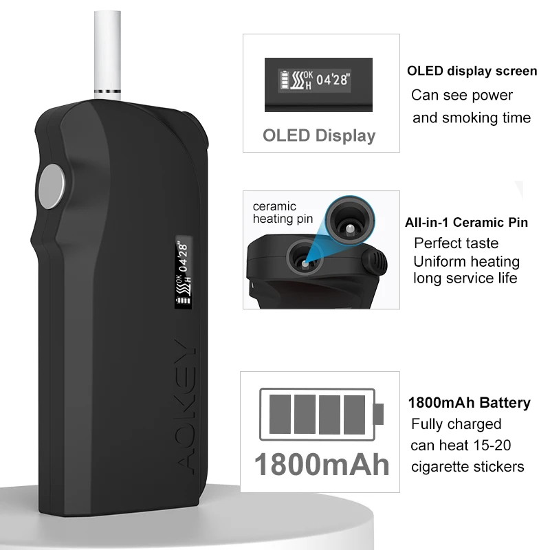 Nuevo diseño iqo cigarrillo calefacción dispositivo aokey IX de perno calentador IQO-S Heets de calor de la tecnología kit de cigarrillos electrónicos