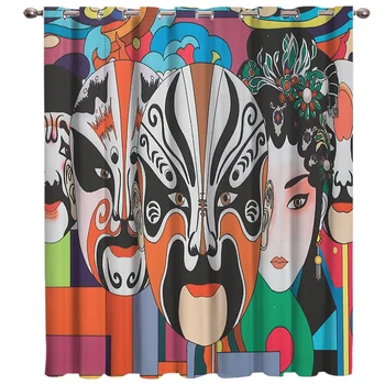 

Chinese Style Peking Opera Facebook Art Window Curtain Bedroom Decor Curtain Panels Window Curtain Living Room Luxury Home Decor