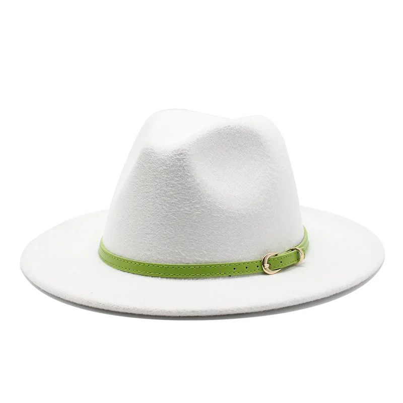 red bottom fedora hat Men Fedora hats women Cowboy Simple woolen hat jazz hats British style hat Fashion hat autumn winter big along Multicolor hat white fedora