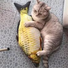 Jogo interativo de mascar do animal de estimação recheado da hortelã dos peixes do brinquedo realista do gato 20cm