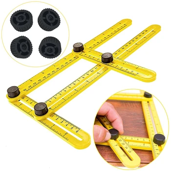 Multi Angle Ruler Template 4 Folding Angle Measuring Tool Instrument Brick Tile Wood Corner Products Foldable Ruler Protractor