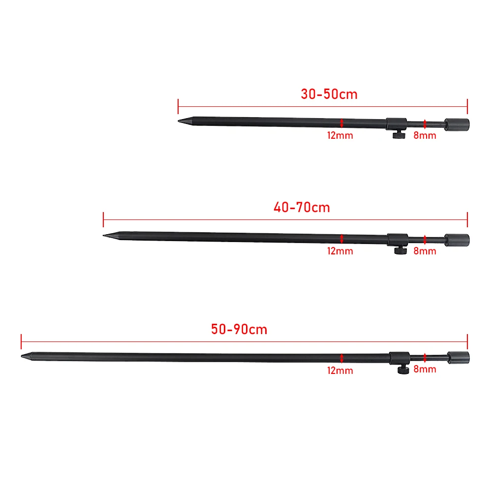 2 x Aluminium Carp Fishing Bank Sticks Carp Fishing Rod Pod Telescopic Diameter 12mm