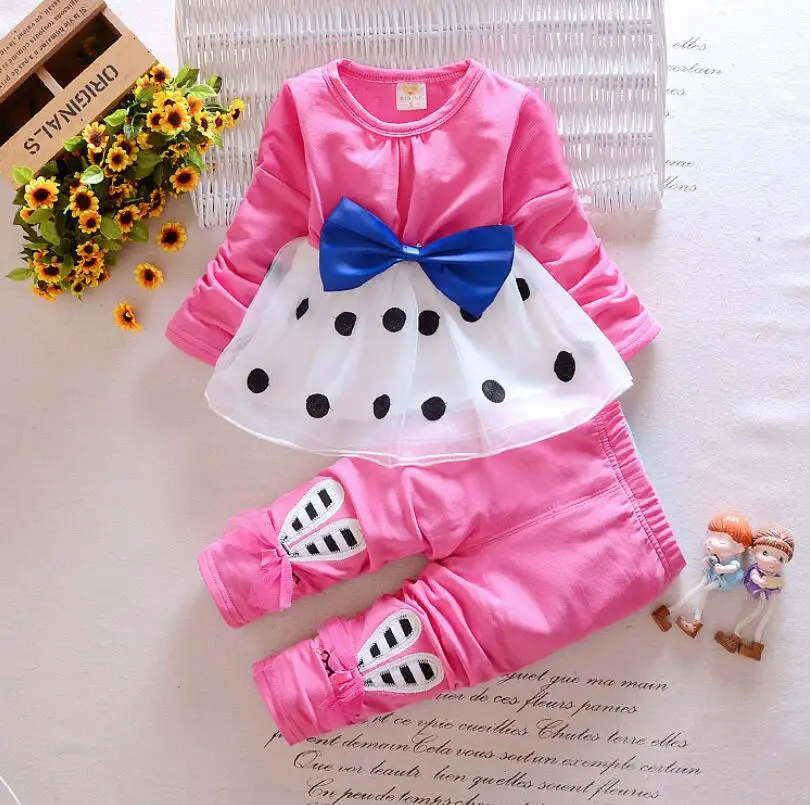 Комплекты одежды для маленьких девочек весенне-осенний детский Модный хлопковый топ+ штаны, спортивный костюм из 2 предметов для маленьких девочек, костюм для дня рождения - Цвет: picture color