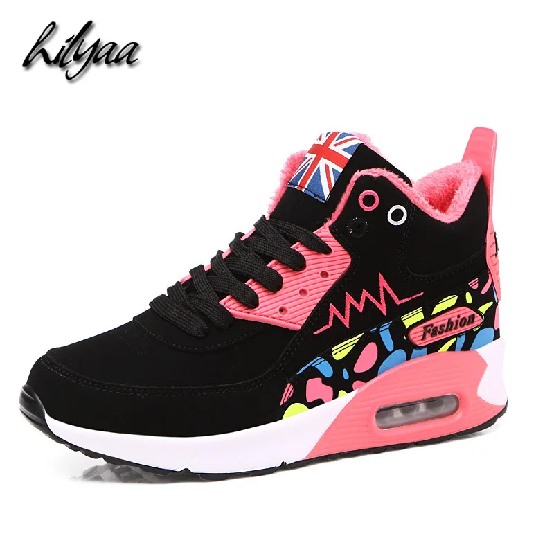 

2019 New Winter Women Flats Platform Sneaker High Quality Leather Plush Female Comfortable Sneakers Warm Ladies Ankle Shoes