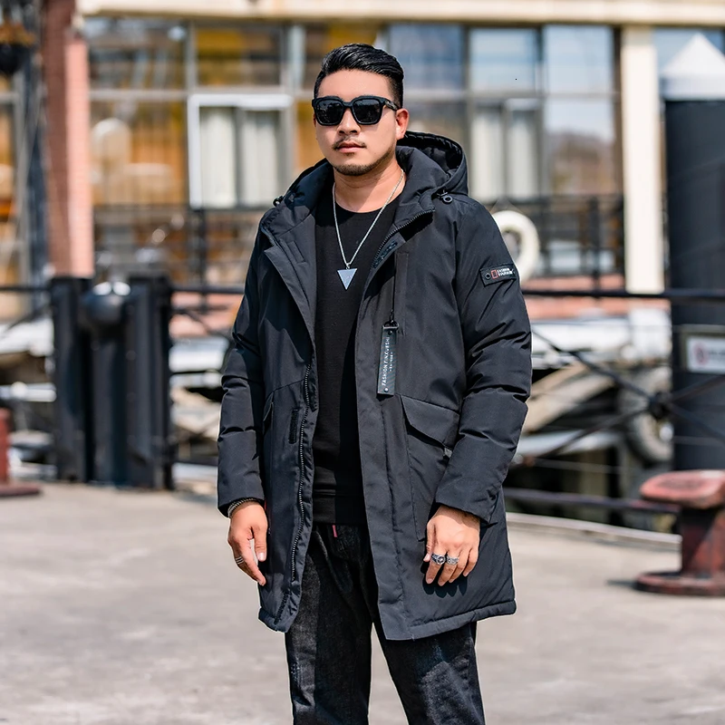 new plus size 10XL 9XL 8XL Casual Men Winter Coat Warm Jacket Medium Long Thickening Windproof Coat For Male Parkers coat - Цвет: Black
