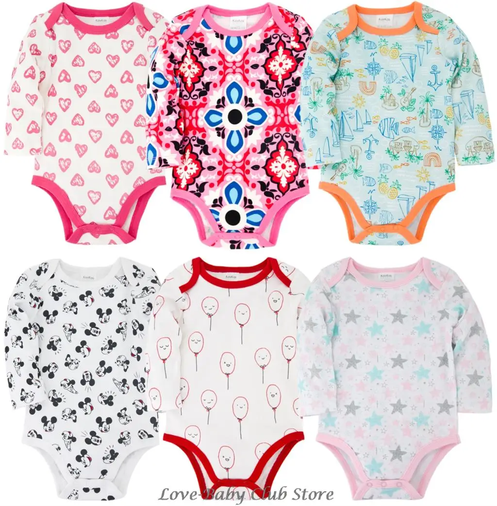 6 шт./лот Боди для маленьких девочек Толстовки Комплекты одежды из одного