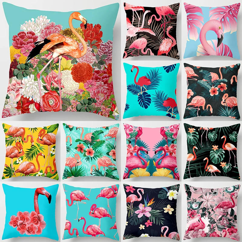 

Flamingo Pattern Decorative Cushions Pillowcase Polyester Cushion Cover Throw Pillow Sofa Decoration Pillowcover 40517-5