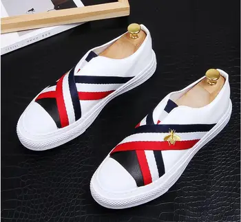 

NEW Luxury ribbon Casual Shoes Men Loafers Slip on High Quality Designer Shoes Men Moccasins Sneaker Footwear Male black white