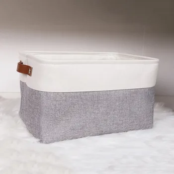 

Cotton linen Fabric Folding CD Storage Boxes Foldable Bins Toys Organizer With Lids And Handles Storage Basket Laundry Basket