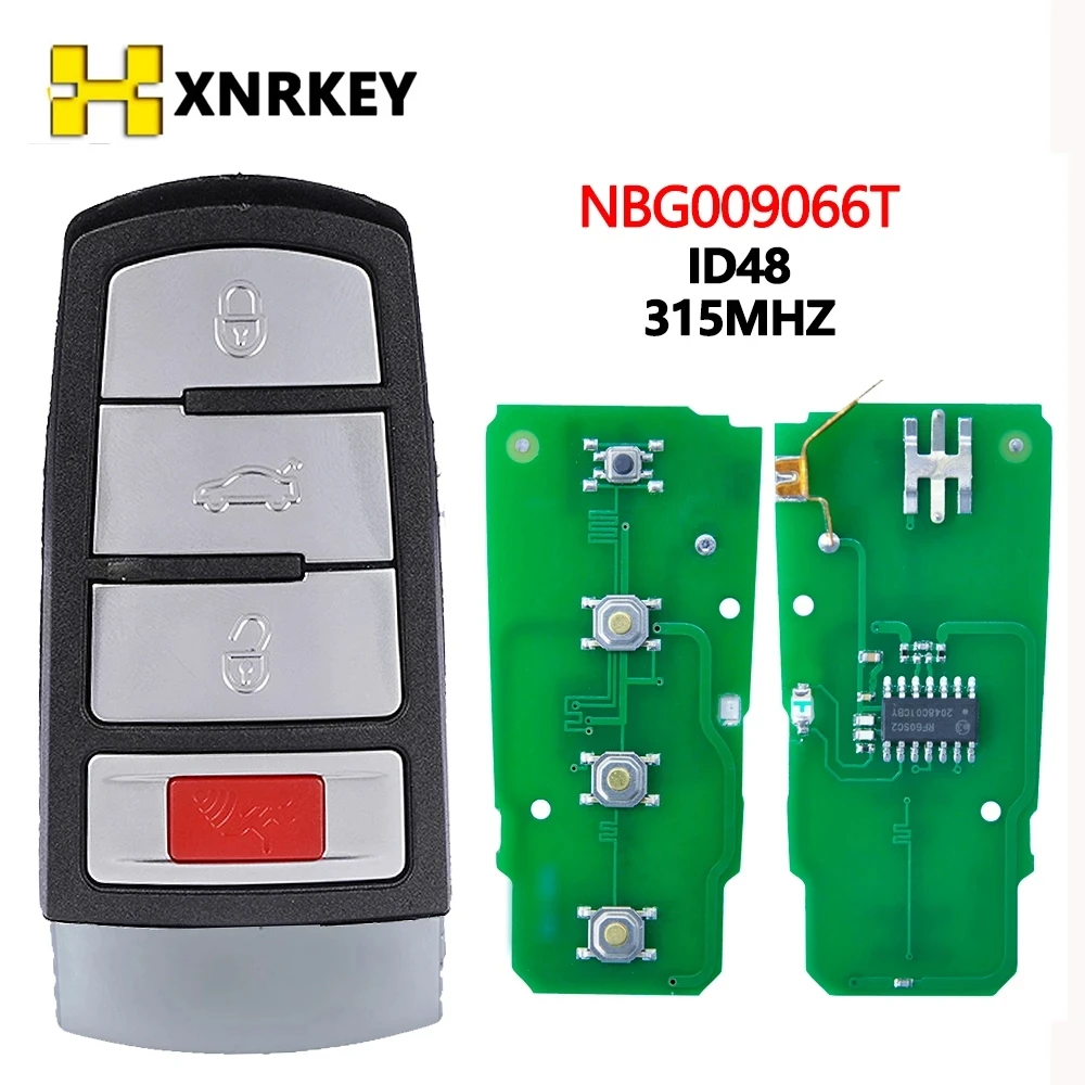 XNRKEY Smart Remote Key Fob 3+1 Buttons 315MHz ID48 for VW Passat 2006 2007 2008 2009 2010 2011 2012 2013 for CC, NBG009066T