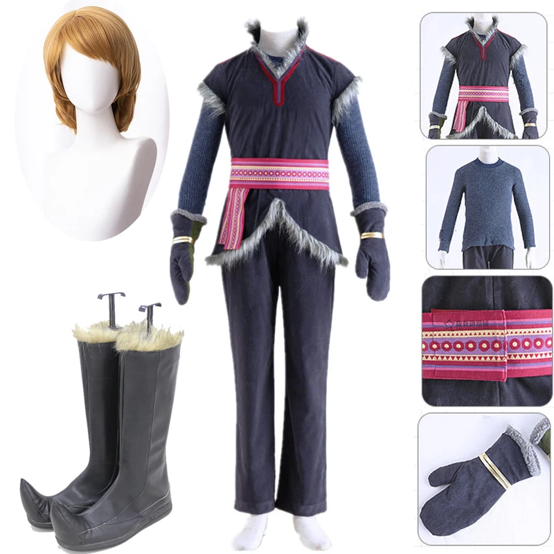 

Adult Kristoff Bjorgman cosplay costume Snow Queen Outfit Anna Elsa Hallowmas Christmas Carnival Party Fancy Custom Snow Vest