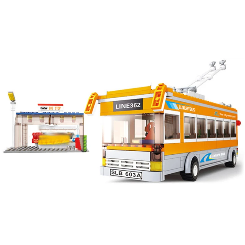 

City Vehicles Compatible Legoingly Friends School Bus Station Stop Car Truck Model Building Blocks kits Bricks Toys For Children