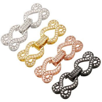 

ZHUKOU 12x35mm Brass Cubic Zirconia Gold Clasps Hooks for Diy Jewelry Necklace and Bracelet Findings Accessories Model: VK80