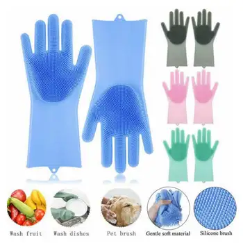 

Silicone dishwashing magic gloves kitchen cleaning multi-purpose housework silicone dishwashing gloves