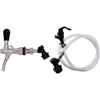 

1pcs Adjustable Beer Tap Faucet with Chrome Plating, with Connector & 1pcs 3/16 Inch Ball Lock Line Assembly