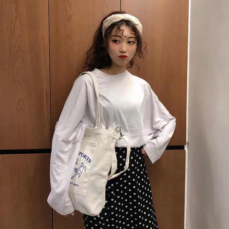 Spring New Style One Shoulder Canvas Bag Women's Korean-style Literature And Art Students Shoulder Bag Versatile Carry Bag