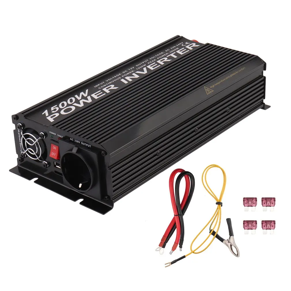 

12V DC To 230V AC Modified Sine Wave Converter Y81500U 1500W Car Inverter Vehicle Voltage Transformer EU Plug