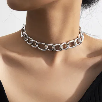 

DIEZI Hip Hop Simple Men Chain Necklaces Metal clavicle Chunky Choker Necklace for Women Statement Short Jewelry 2020 New