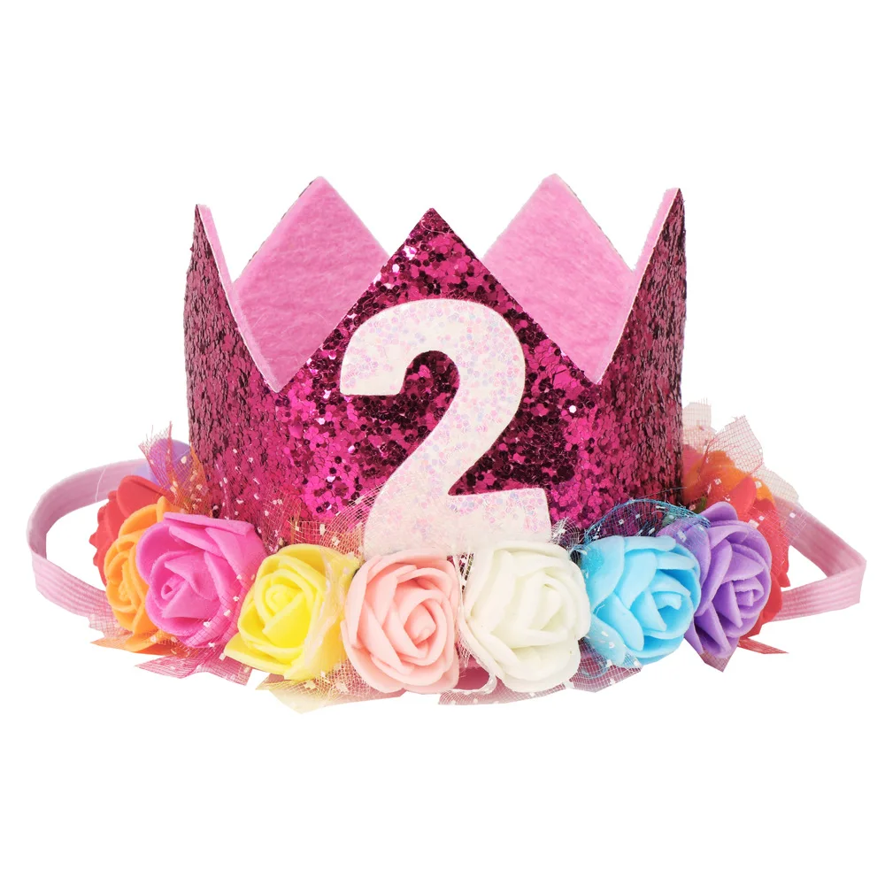 1pc Happy Birthday Party Hats Decor Cap Hat Princess Crown 1st 2nd 3rd Year Old Number Baby Kids Hair Accessory Birthday Toys