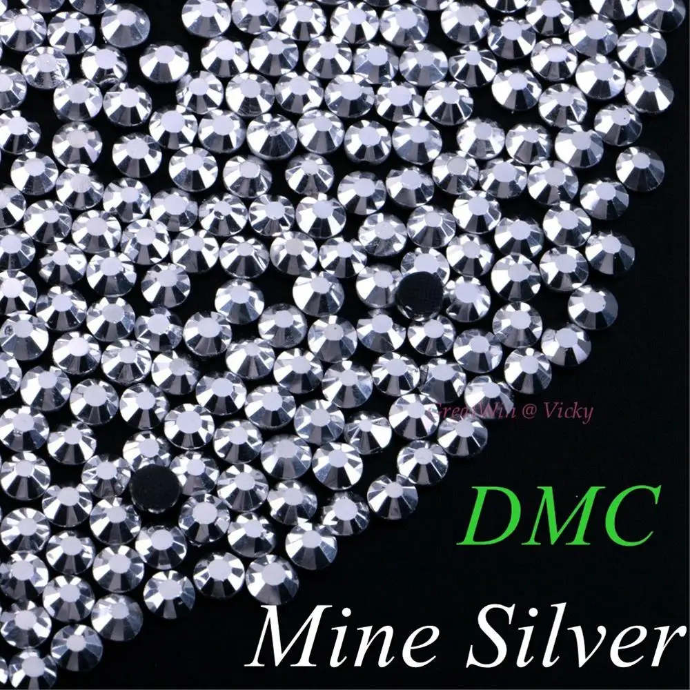 Стразы DMC для горячей фиксации всех цветов, SS6, SS10, SS16, SS20, SS30, стеклянные кристаллы, камни для горячей фиксации, приклеиваемые утюгом с плоским основанием - Цвет: Mine Silver