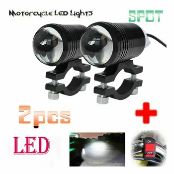 

2pcs Bright Motorcycle Fog Lights LED Headlight Driving Spot Work Lamp + Switch