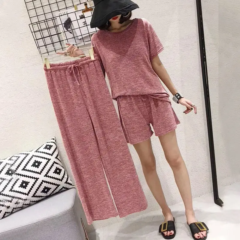 2019 Casual Pajamas Set Women Soft Cotton Mom Sexy Pyjama Long Pants Shorts Shirt Blinder 4Piece/Set Big Size Home Sleepwear