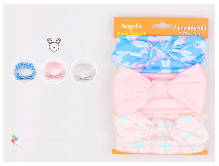 2  Fashion Cotton Bow Children's Hair Band Headwear Three Loaded Elastic Girls Headbands For Party Supplies ​​Gift To The Guests