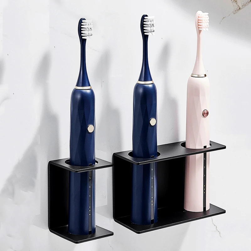 Wall Mounted Electric Toothbrush Holder Black Toothpaste Holder For Bathroom Shelf White Storage Rack For Home