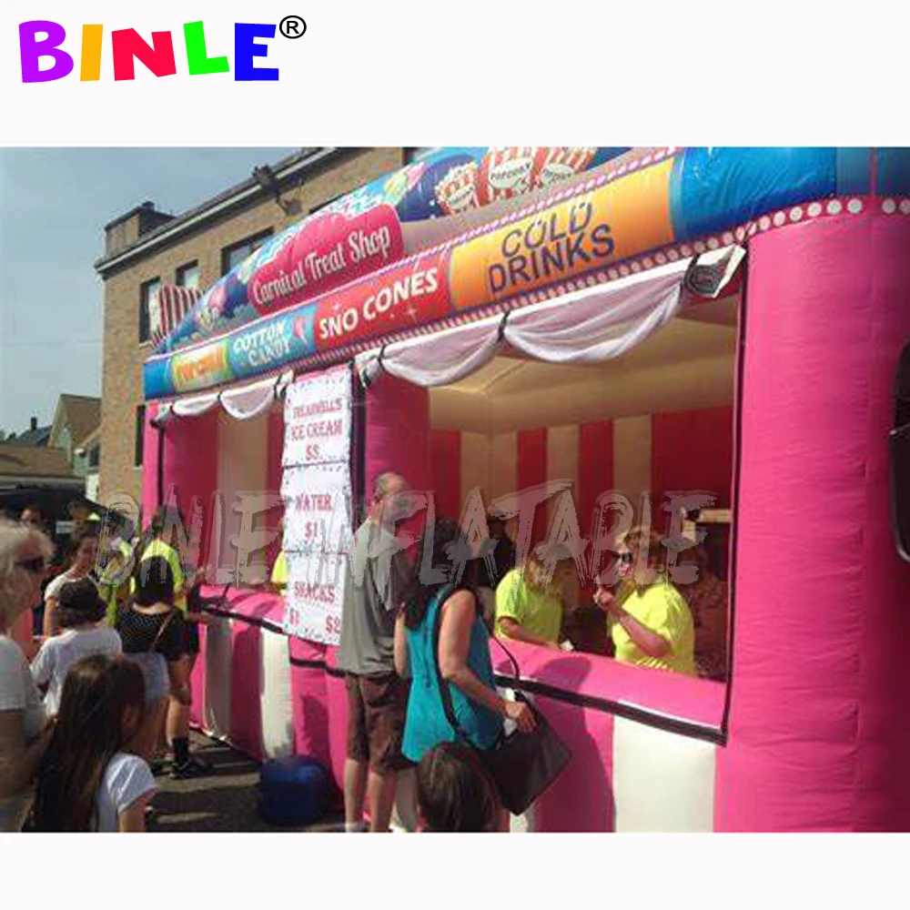 Fast food oxford pink giant inflatable carnival treat shop/ Inflatable Concession Stand/popcorn ice cream booth with blower 2