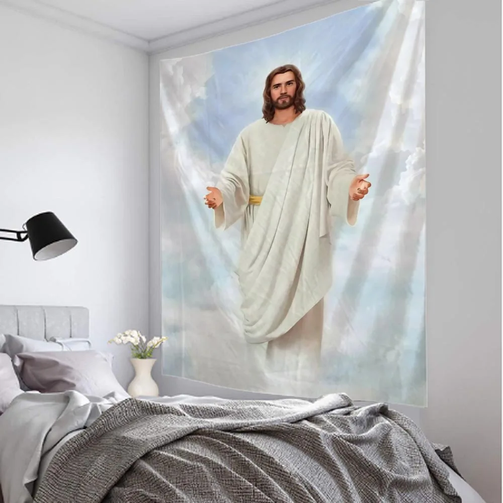 Jesus retro art illustration tapestry home wall decoration hippie bohemian decoration yoga mat sheets aesthetic room tapestry decor