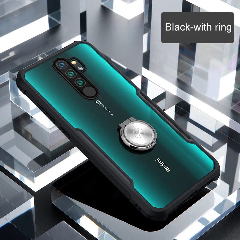 Black-with ring XUNDD подушка безопасности противоударный прозрачный PC TPU бампер задняя крышка для Xiaomi Redmi Note 8 Pro/Note 8 чехол Funda Прямая поставка Новинка - Цвет: Black-with ring