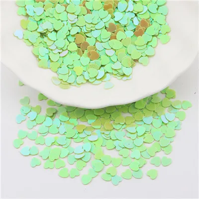 ab green Mini Nail Sequins 4mm Love Heart Shape Sequin Paillette PVC Loose Glitter Paillettes Craft Wedding Decoration Confetti 20g - Цвет: ab green